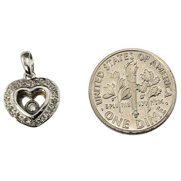 18 Karat White Gold Floating Diamond Heart Pendant #18761 - Picture 6 of 8